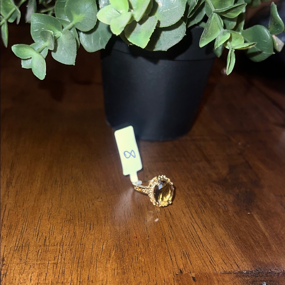 New Gold Plated and brown ring size 8